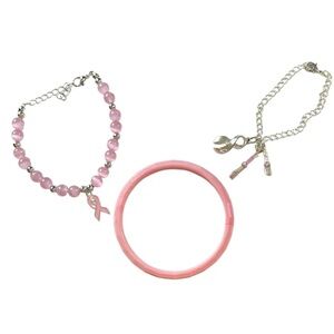 Breast cancer awareness, pink bracelet bundle